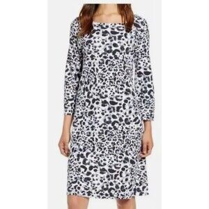 Tommy Bahama Shift Dress Womens Large Leopard Print Stretch Modal Preppy White